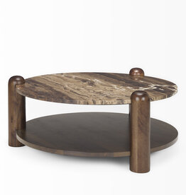BALTIMORE COFFEE TABLE ROUND MARBLE BROWN