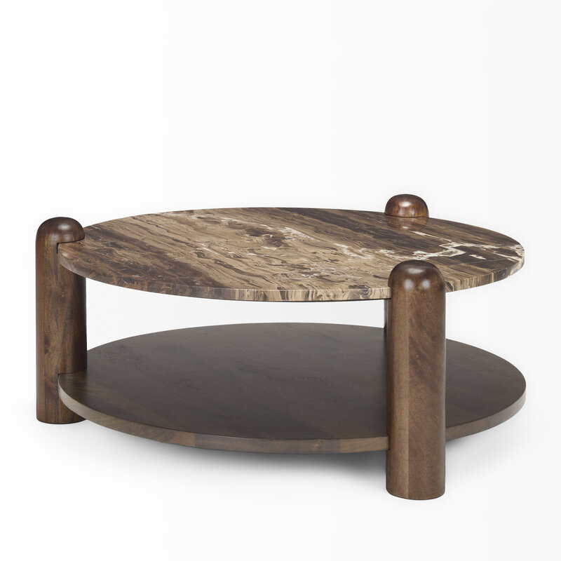 BALTIMORE COFFEE TABLE ROUND MARBLE BROWN