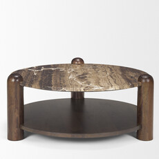 BALTIMORE COFFEE TABLE ROUND MARBLE BROWN