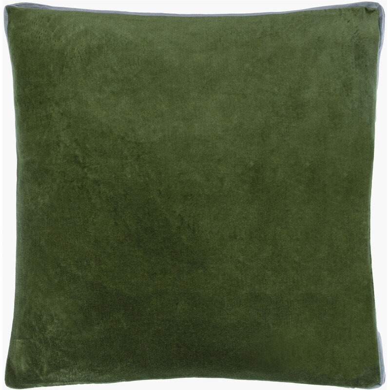 SULLA BOX BAND DOWN FILLED VELVET PILLOW 20" GREEN BLUE