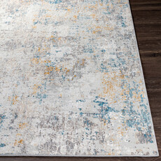 CARMELLO BEACH GLASS 6'7"X9'6" STONE TAUPE BLUE RUST