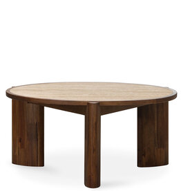 ELIJAH COFFEE TABLE ROUND w/TRAVERTINE TOP