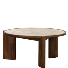 ELIJAH COFFEE TABLE ROUND w/TRAVERTINE TOP