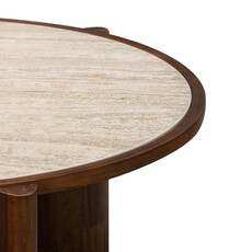 ELIJAH COFFEE TABLE ROUND w/TRAVERTINE TOP