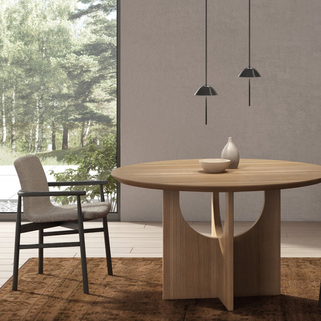 KOBE DINING TABLE OAK WOOD ROUND 54"