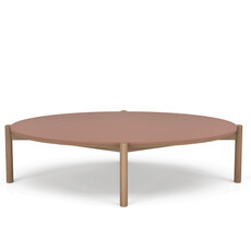 BOWIE OVAL COFFEE TABLE LACQUER TOP w/ OAK LEGS 48" By HUPPE