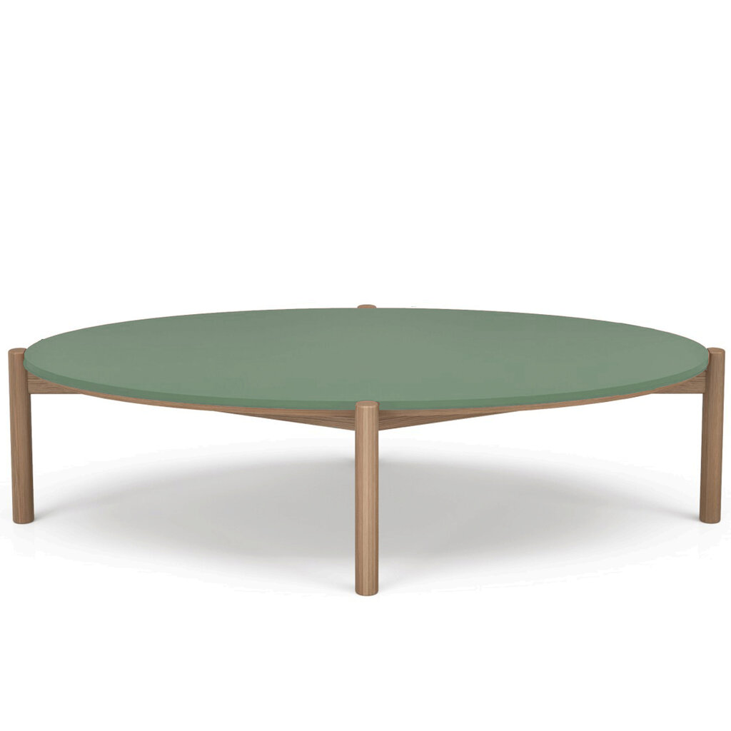 BOWIE OVAL COFFEE TABLE LACQUER TOP w/ OAK LEGS 48" By HUPPE
