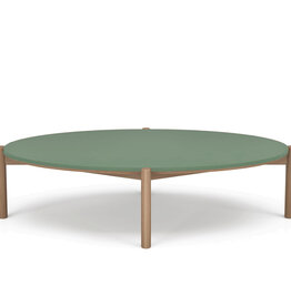 BOWIE OVAL COFFEE TABLE LACQUER TOP w/ OAK LEGS 48" By HUPPE
