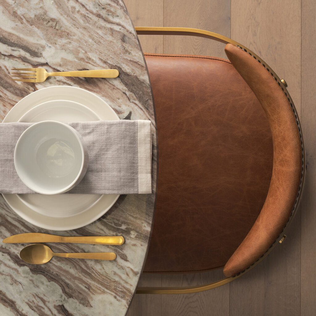 HUGO DINING TABLE ROUND 54" MARBLE BROWN PINK GREY