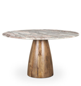 HUGO DINING TABLE ROUND 54" MARBLE BROWN PINK GREY