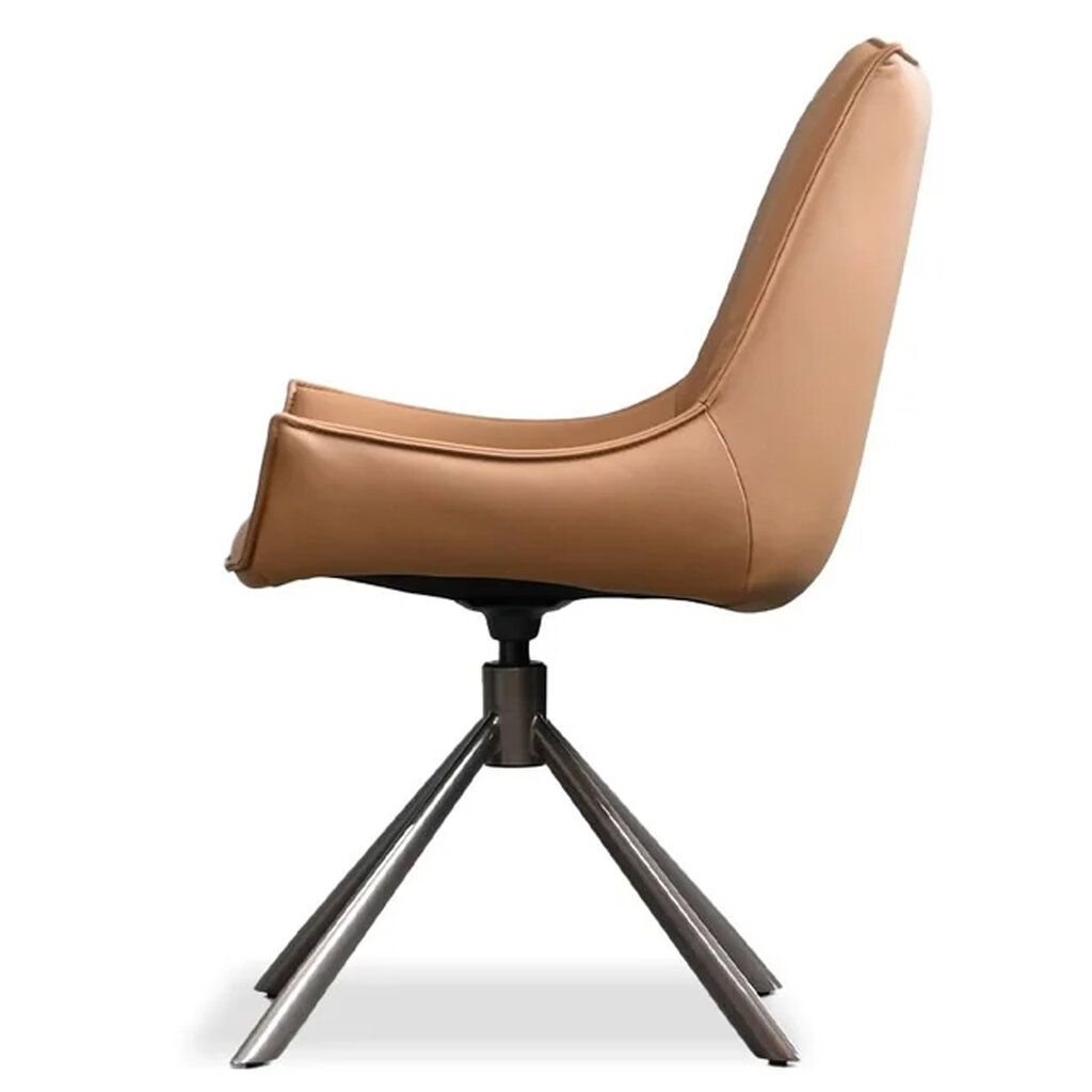 VESSEL DINING CHAIR SWIVEL LEATHER CARAMEL