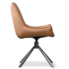 VESSEL DINING CHAIR SWIVEL LEATHER CARAMEL