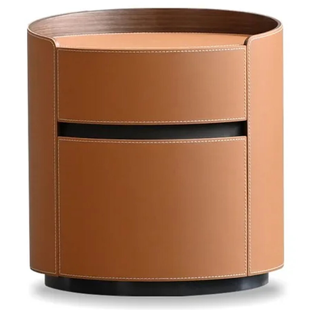 FOTO 2-DRAWER NIGHTSTAND LEATHER TAN