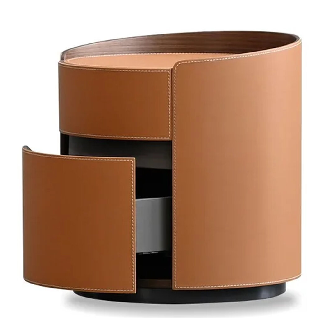 FOTO 2-DRAWER NIGHTSTAND LEATHER TAN