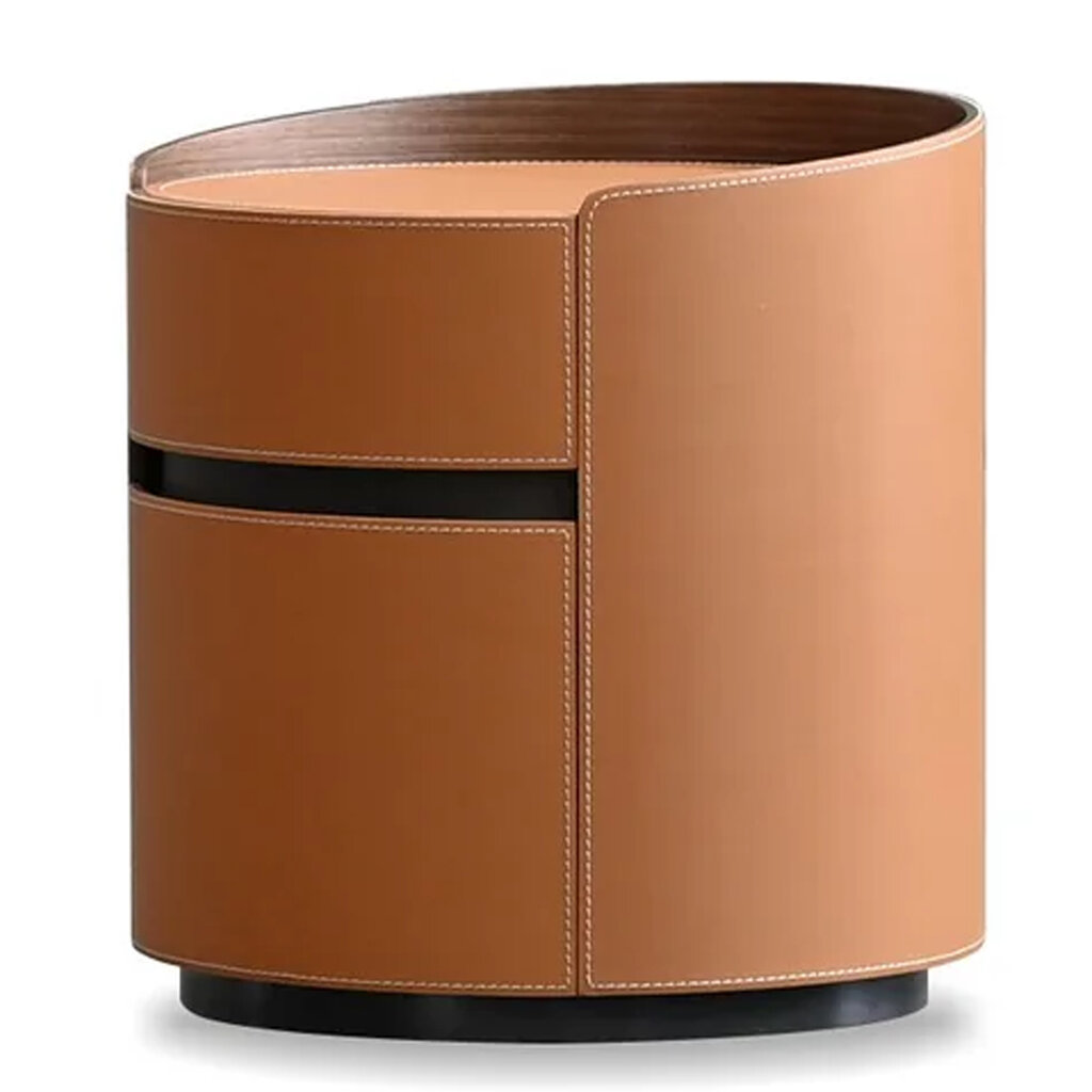 FOTO 2-DRAWER NIGHTSTAND LEATHER TAN