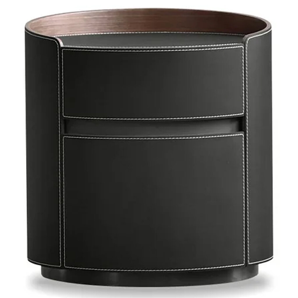 FOTO 2-DRAWER NIGHTSTAND LEATHER BLACK
