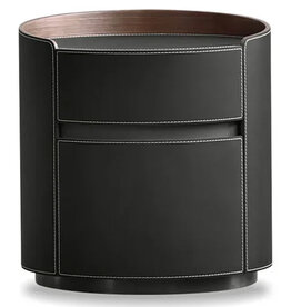 FOTO 2-DRAWER NIGHTSTAND LEATHER BLACK