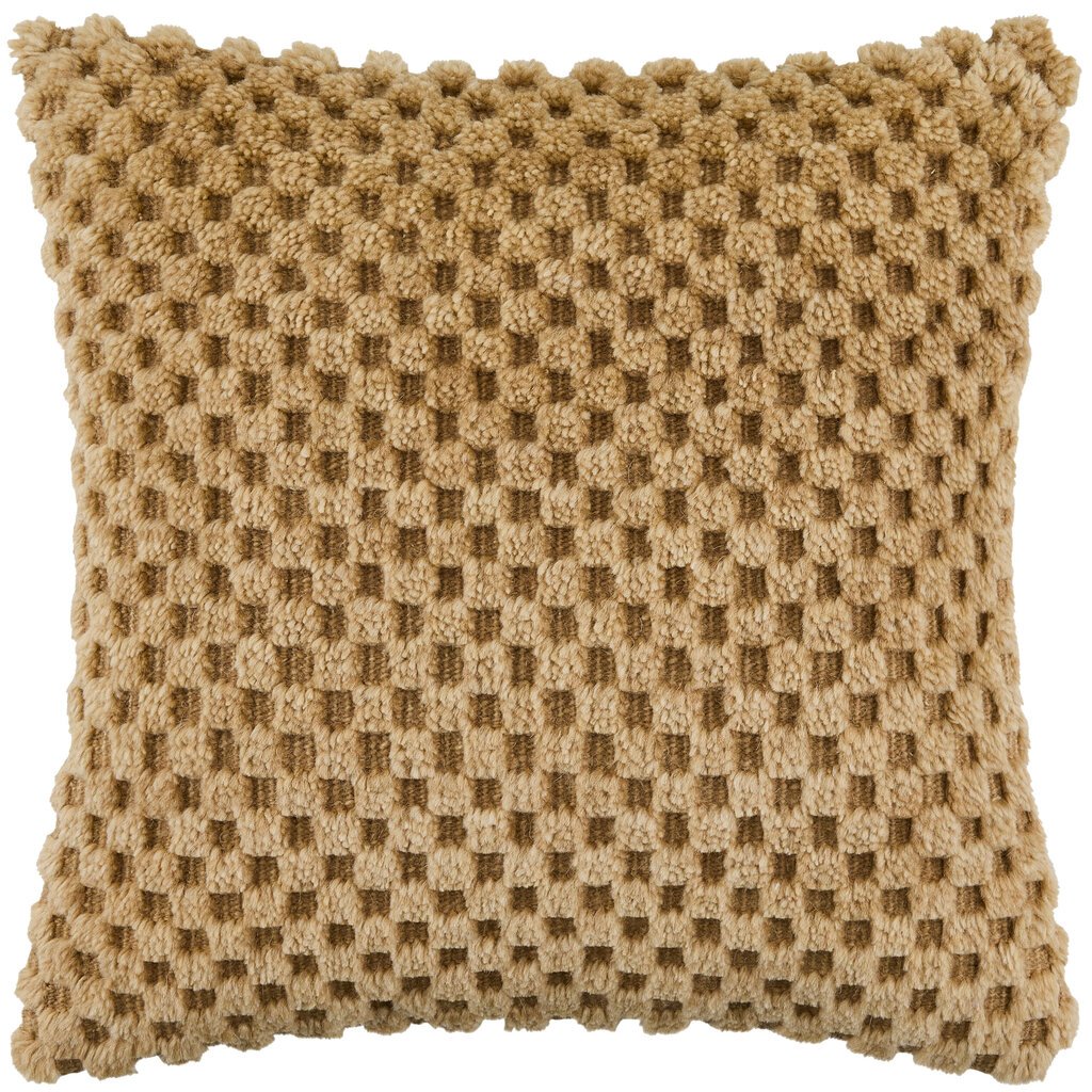 CHECKED DOWN FILLED PILLOW 18" TOASTED SESAME