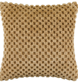CHECKED DOWN FILLED PILLOW 18" TOASTED SESAME