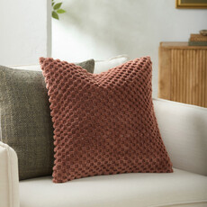 CHECKED DOWN FILLED PILLOW 20" BRICK RED