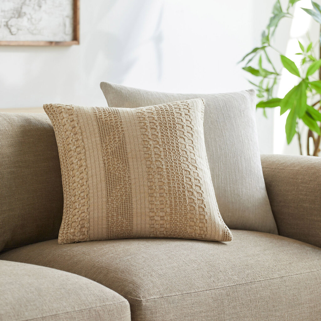 WASHED WAFFLE DOWN FILLED PILLOW 20" TAN