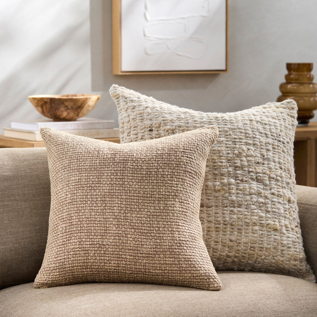 WASHED WEAVE DOWN FILLED PILLOW 20" TAN