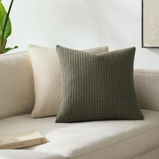 WASHED CHECK DOWN FILLED PILLOW 22" GREEN