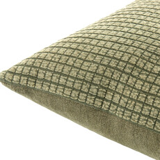 WASHED CHECK DOWN FILLED PILLOW 22" GREEN