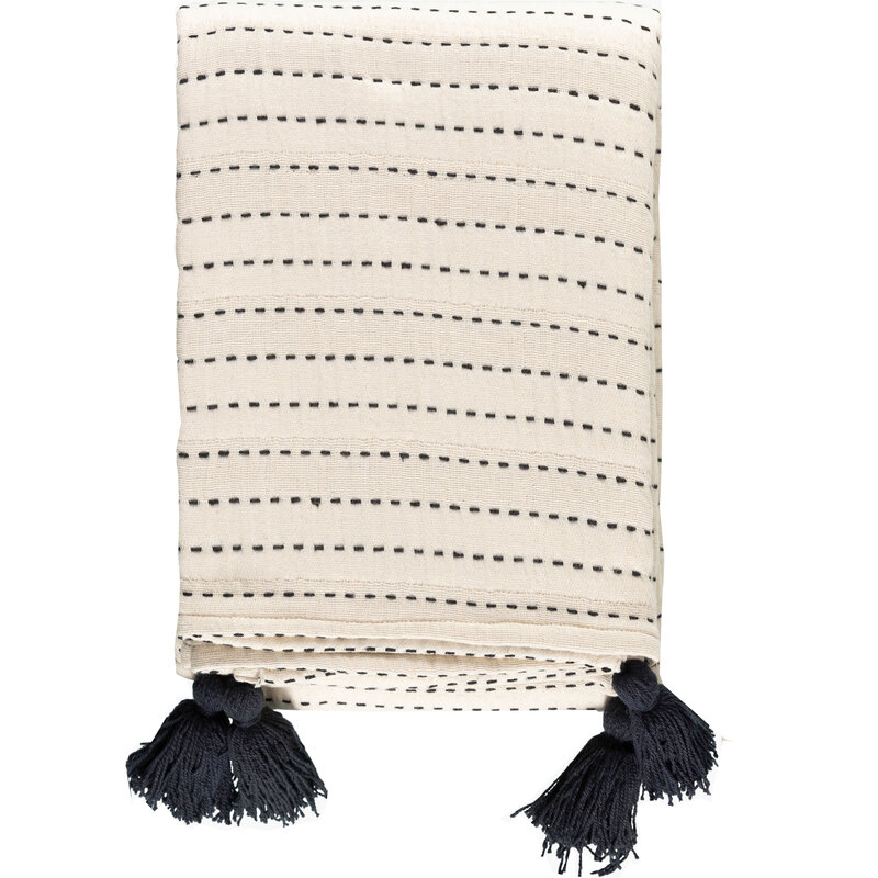 KAPRISAN THROW 4'X5' NATURAL AND BLACK
