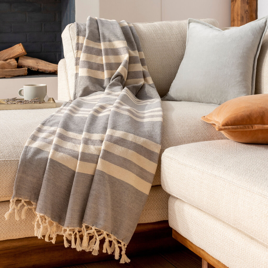 TROY THROW BLANKET LIGHT GREY
