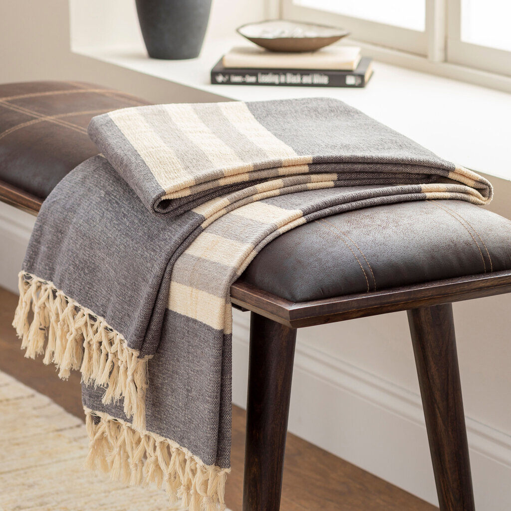 TROY THROW BLANKET LIGHT BLACK