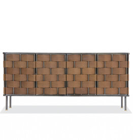 NETTED SIDEBOARD BROWN LEATHER