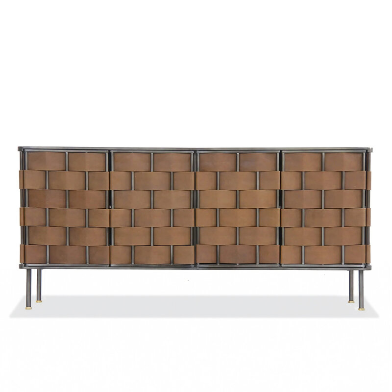 NETTED SIDEBOARD BROWN LEATHER
