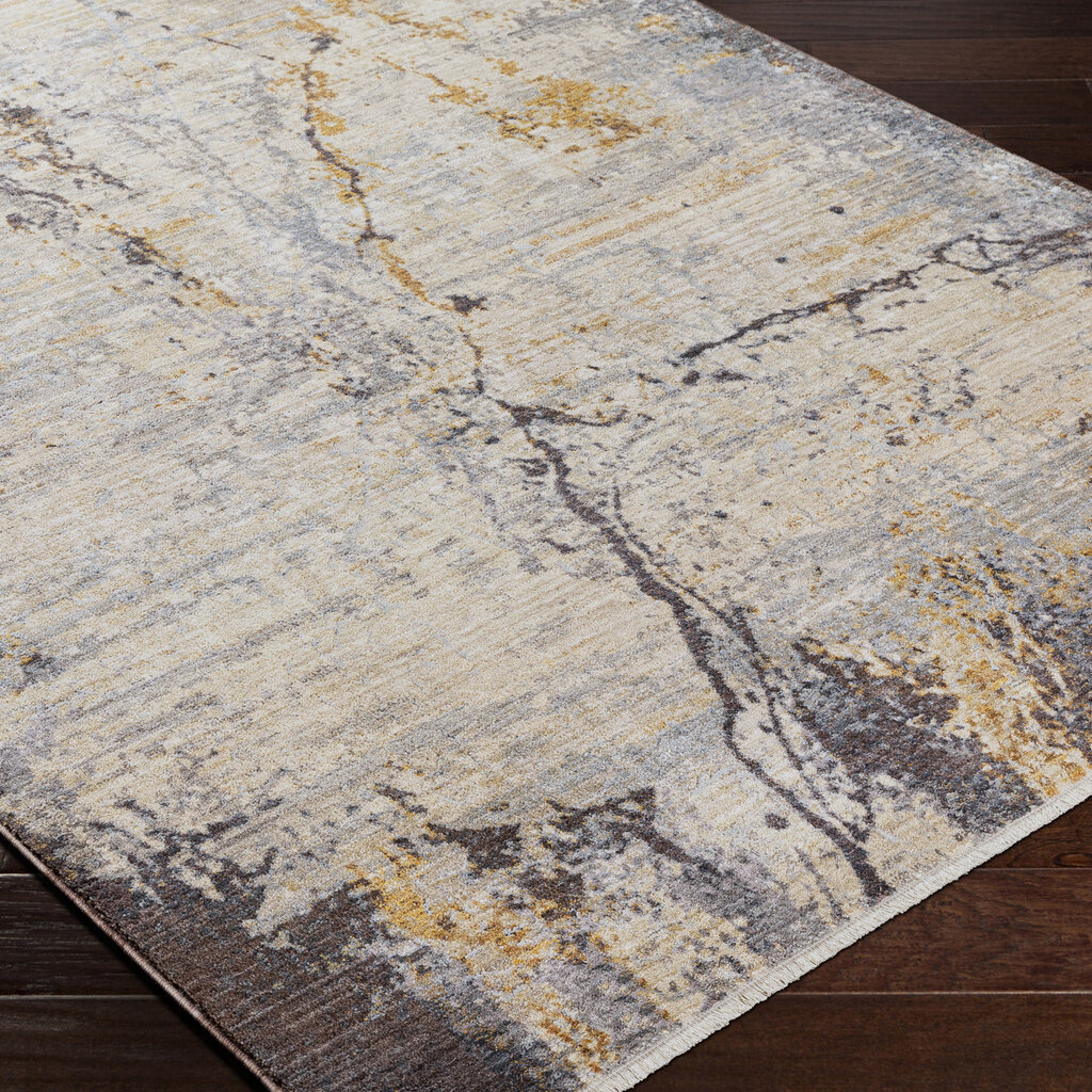 ADIA MARBLE 8'10" X 13'" CHARCOAL RUST GREY TAUPE