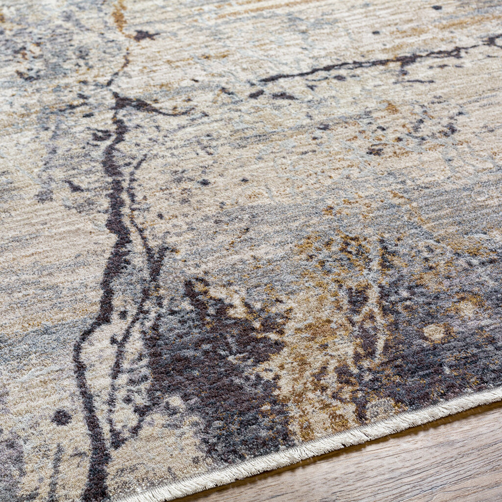 ADIA MARBLE 8'10" X 13'" CHARCOAL RUST GREY TAUPE