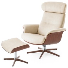 TIME OUT CHAIR + FOOTSTOOL SAND FABRIC AND WALNUT By Conform Sweden.
