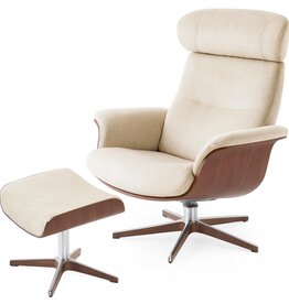 TIME OUT CHAIR + FOOTSTOOL SAND FABRIC AND WALNUT By Conform Sweden.