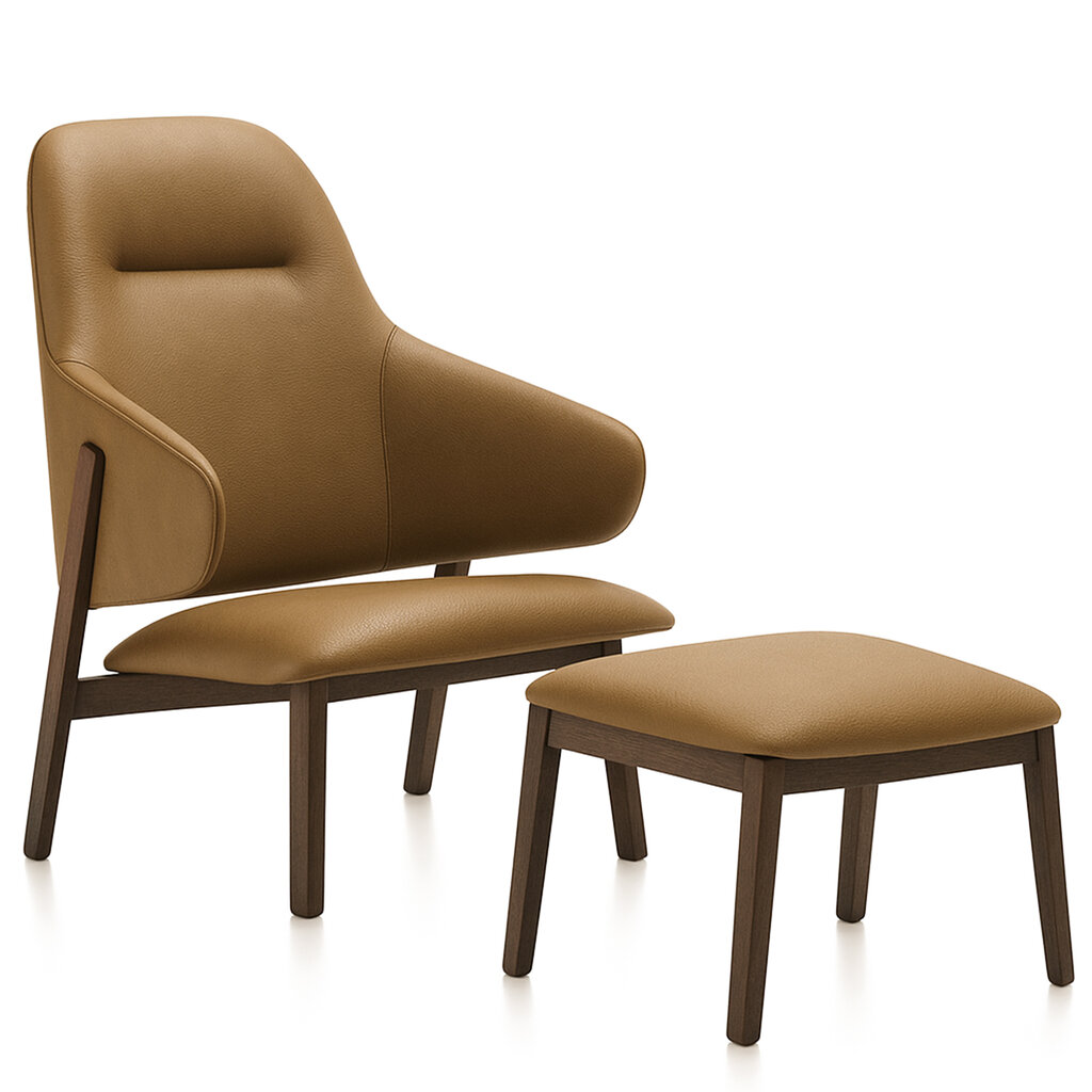 WOLFGANG HIGHBACK LOUNGE CHAIR + FOOTSTOOL By HUPPE
