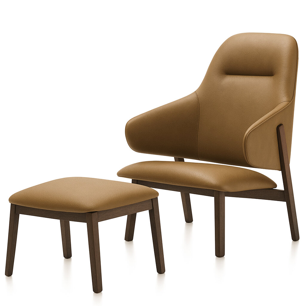 WOLFGANG HIGHBACK LOUNGE CHAIR + FOOTSTOOL By HUPPE