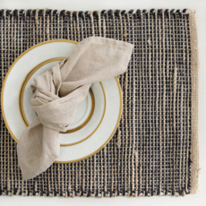 MONTEGO PLACEMATS JUTE BLACK NATURAL SET-4