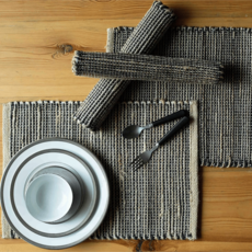 MONTEGO PLACEMATS JUTE BLACK NATURAL SET-4