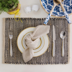 MONTEGO PLACEMATS JUTE BLACK NATURAL SET-4