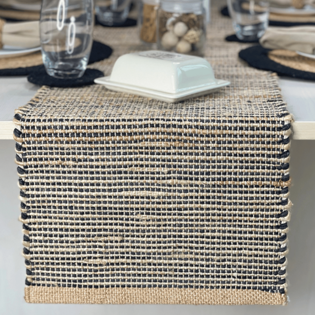 MONTEGO TABLE RUNNER JUTE BLACK NATURAL