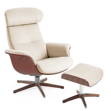 TIMEOUT CHAIR + FOOTSTOOL By Conform WOOD/ALUMINUM SWIVEL