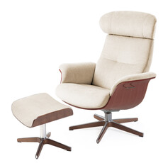 TIMEOUT CHAIR + FOOTSTOOL By Conform WOOD/ALUMINUM SWIVEL