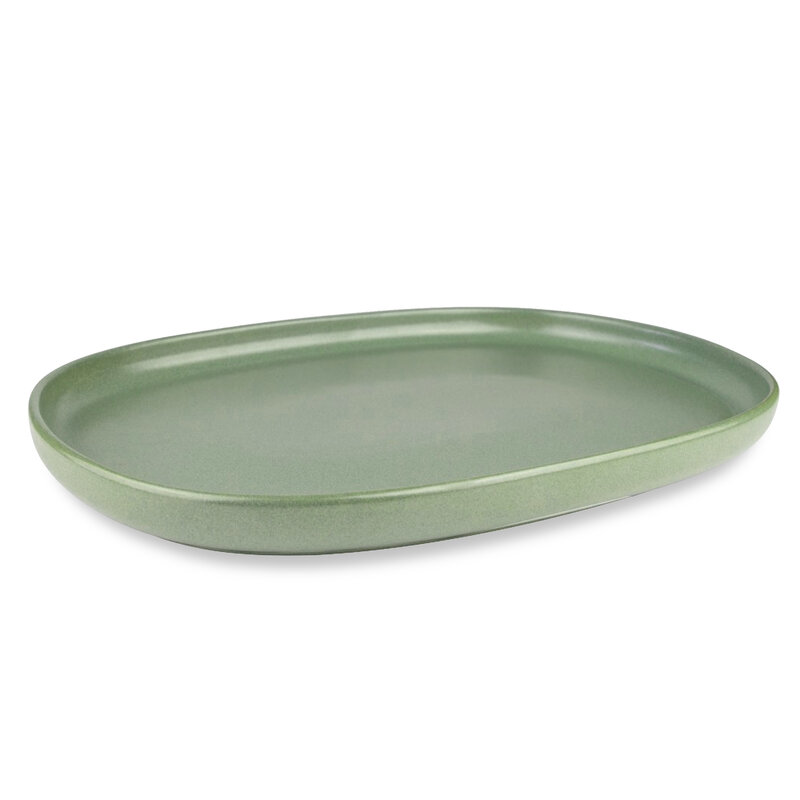 UNO SERVING PLATTER 13" STONEWARE OLIVE GREEN