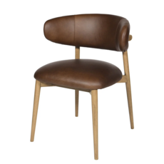 BARCELONA DINING CHAIR LEATHER COCOA BROWN
