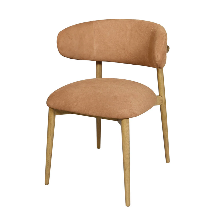 BARCELONA DINING CHAIR SUEDE LEATHER COGNAC