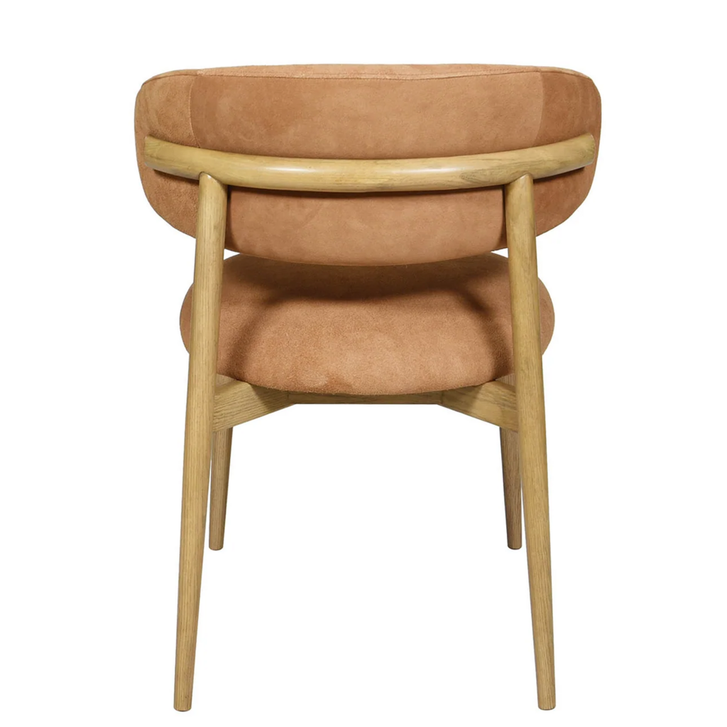 BARCELONA DINING CHAIR SUEDE LEATHER COGNAC