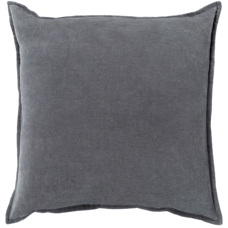 COTTON VELVET DOWN FILLED PILLOW 22" DUSTY BLUE